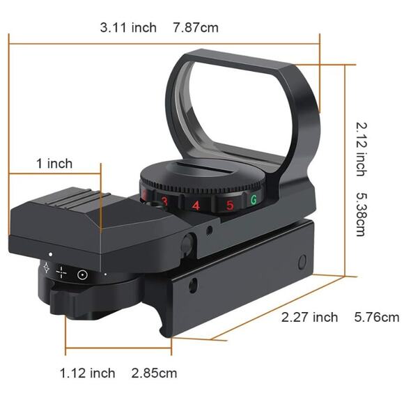 New Feyachi Tactical Reflex Sight Scope | Red/Green Dot | 4 Reticle | Fast Aim | - Picture 3 of 13